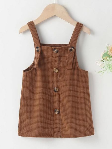 

baby button front corduroy overall dress she, Red;yellow
