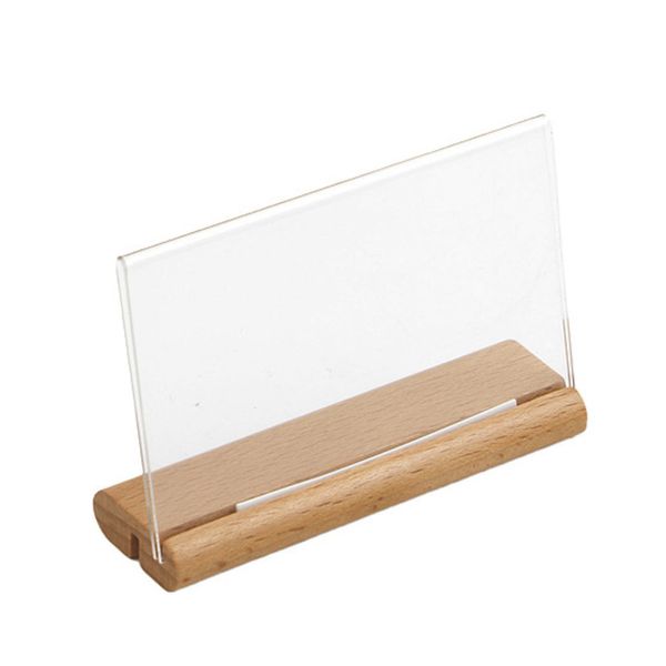 Material Horizontaler Acryl-Vertikalpapier-Schilderhalter-Ausstellungsstand L-förmiger Tisch-Produktetiketten-Preisschilder-Schilderhalter