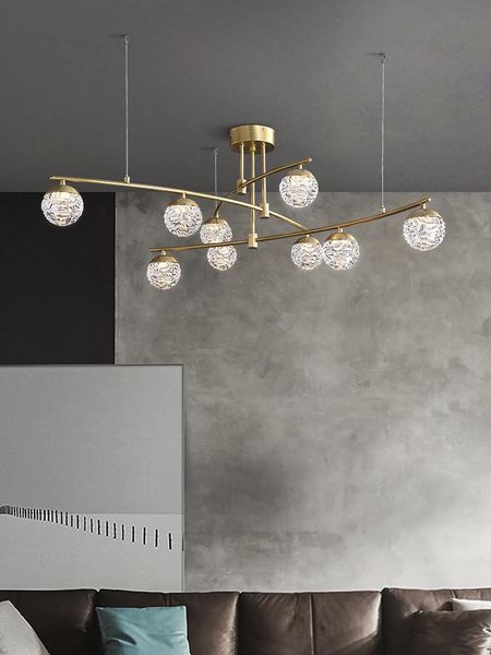 

pendant lamps nordic copper chandelier post-modern model room living bedroom light luxury lamp