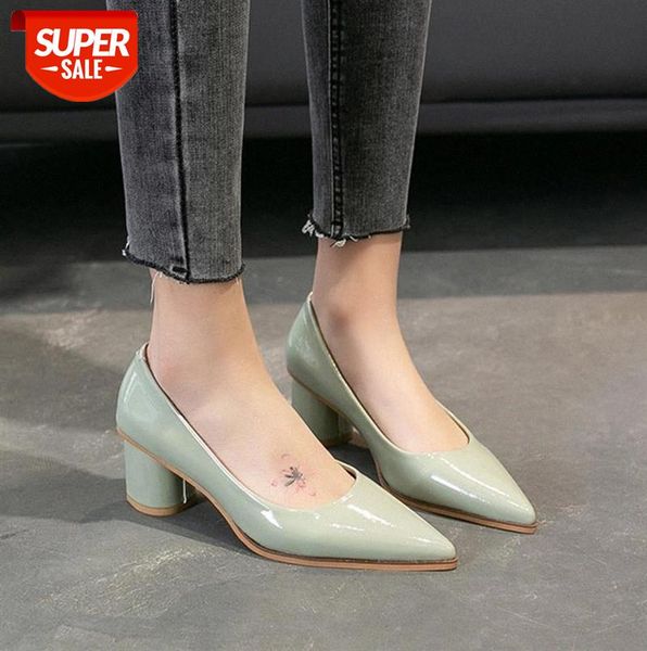 

women pumps elegant pointed toe high heel ladies office shoes pu square heel women casual shoes pump female #y56z