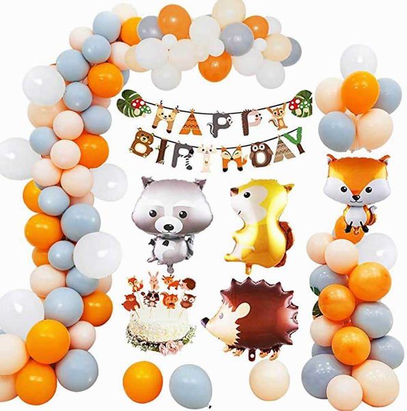 Woodland Jungle Wild Animal Balloons Garland Arch Igel Eichhörnchen Waschbär Folienballon Kindergeburtstag Partydekorationen 210626