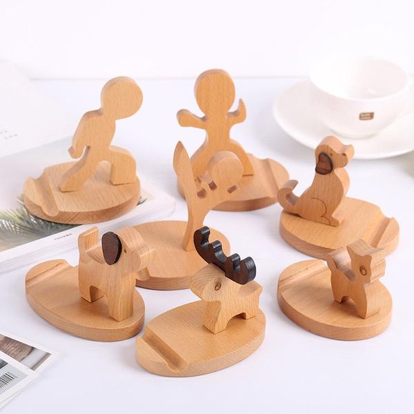 

cell phone mounts & holders wooden stand innovative cartoon animal shape deskholder fku66