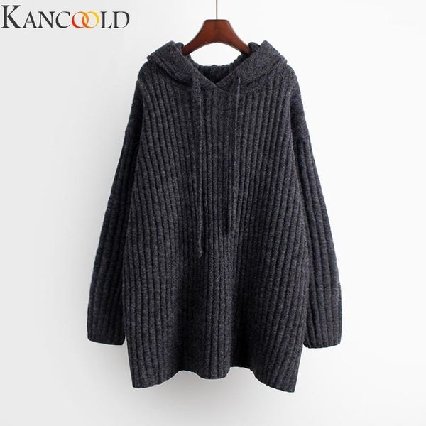

women's sweaters kancoold women autumn winter hooded solid color base sweater long sleeve fashion loose harajuku slim female 1, White;black