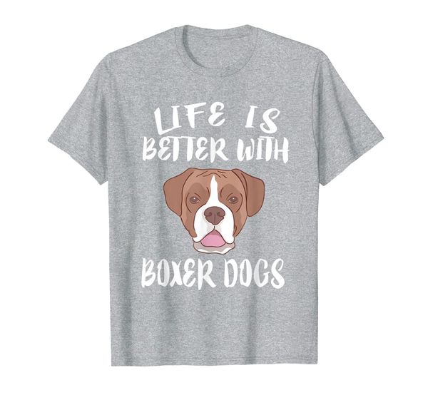 

life is better with boxers dogs gift t-shirt, White;black