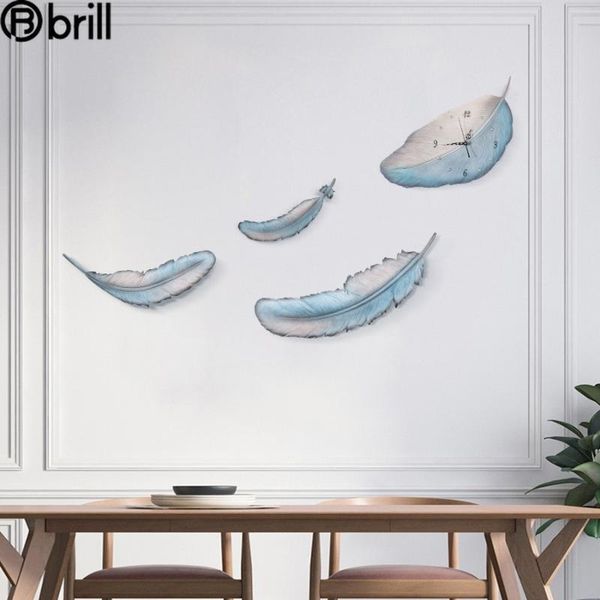 

nordic art wall clock personality living room simple modern design clocks feather special home decor