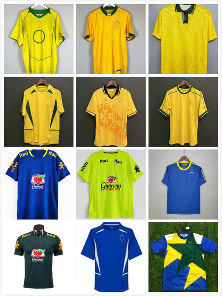 Brasil Camisa de futebol 2002 2004 2006 2010 Maglia da calcio retrò Maglia da calcio classica vintage Maillot # 9 RONALDO # 10 RIVALDO # 11 RONALDINHO 1957 1988 1994 1998 2000