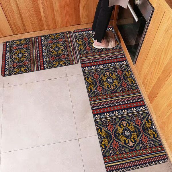 

carpets bohemian black and yellow retro ethnic style flower kitchen mat combination entry bedroom strip plush rug bathroom floor
