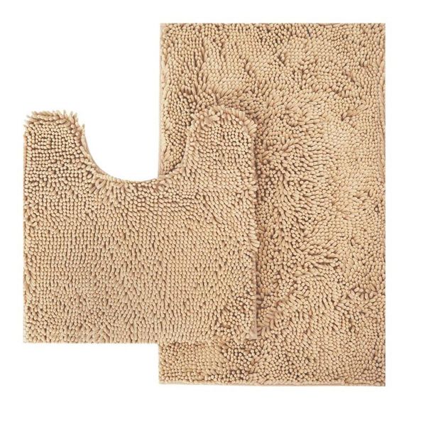 

bath mats bathroom rug toilet sets and shaggy non slip machine washable soft microfiber contour mat (camel,32 inch 20 inch/20