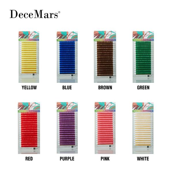 

decemars eyelash extension colorful lash single and mixed color false eyelashes