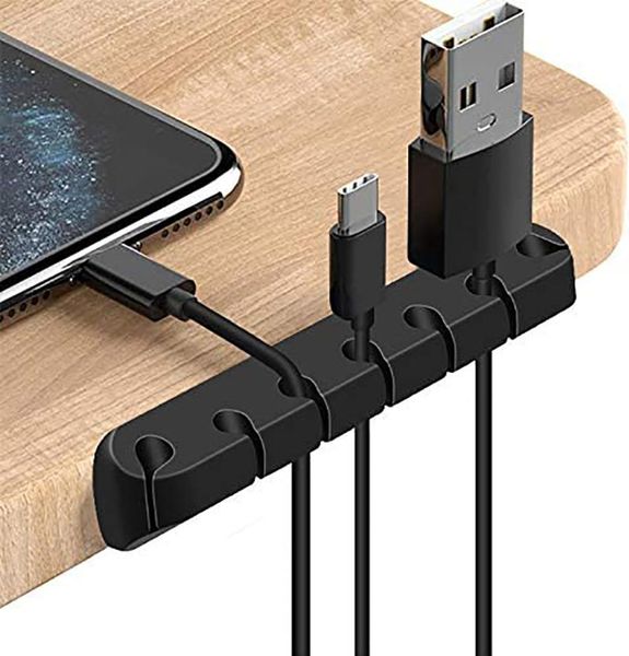

cell phone mounts & holders cable organizer for office desk mobile charging holder mouse keyboard wire silicone sorting clip 2 pieces