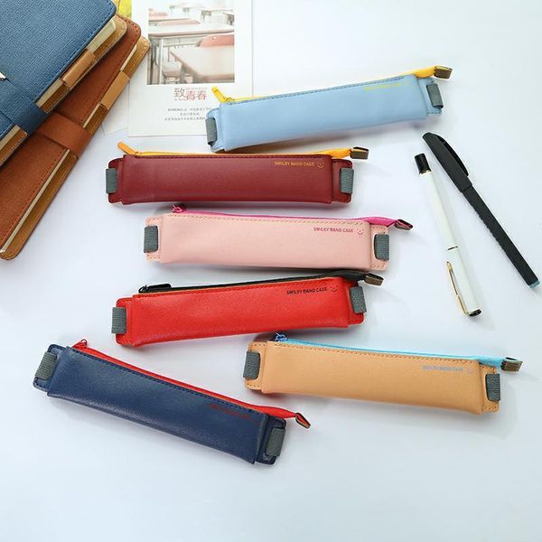 

pencil bags luxurious pu leather case with elastic buckle for book, notebook, fashion pen, school pen office meetings,gift