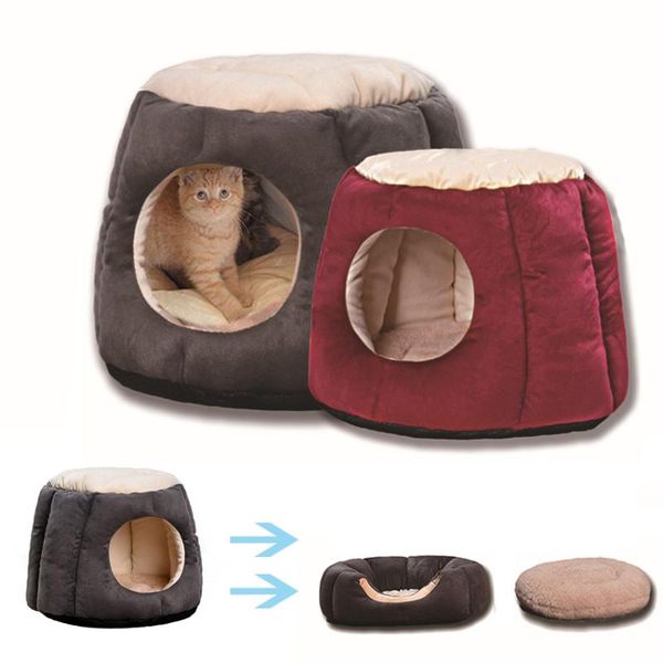 

cat beds & furniture foldable pet bed house lovely soft warming non-slip bottom dog houses durable nest for small cats puppy pets products