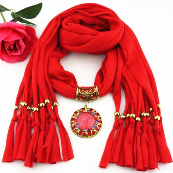 

scarves polyester color diamond tassel pendant scarf jewelry necklace fashion women alloy fittings plain weave round resin shawl, Blue;gray
