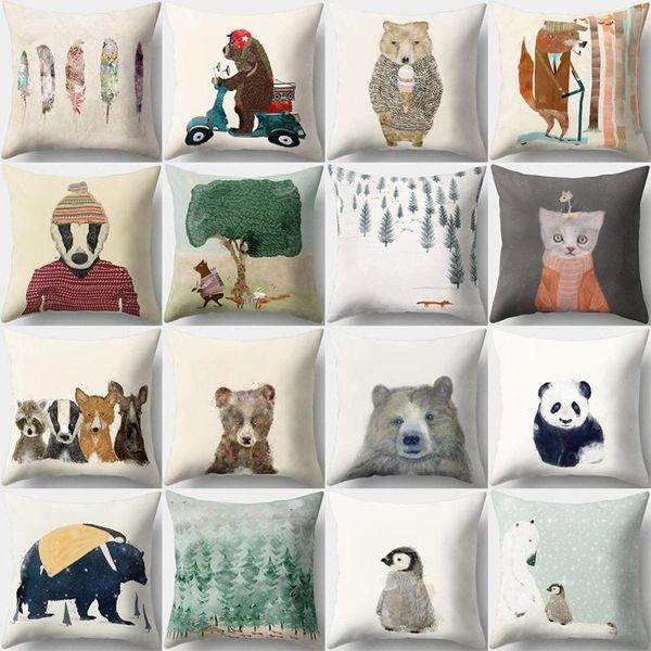 

pillow case 18'' cartoon animal seat home office guestroom sofa soft cushion cover modern decoration pillowcases