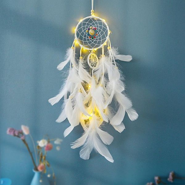 

decorative objects & figurines handmade dream catcher wind chimes with led light home hanging craft gift dreamcatcher ornament car bedroom d