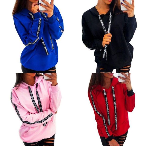 

gym clothing women pullover sweater hoodie letter print long sleeve casual warm autumn loose, White;black