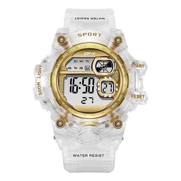 

digital watches for women school girl student jelly transparent color 50meter water resistent 220225, Slivery;brown