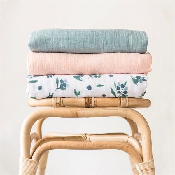 

70% bamboo + 30% cotton blanket muslin swaddle baby swaddles 120x120cm 210927