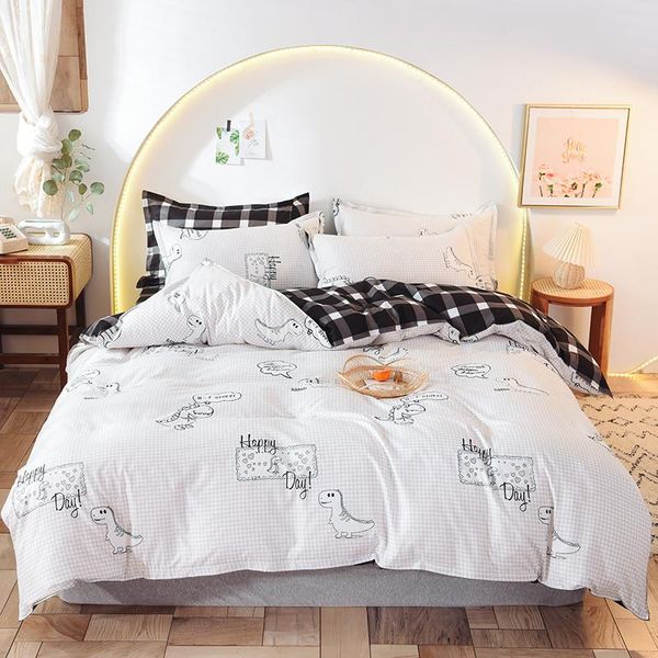 

bedding sets all-cotton black and white four-piece thickening 100% cotton bed sheet of quilt cover fashion set