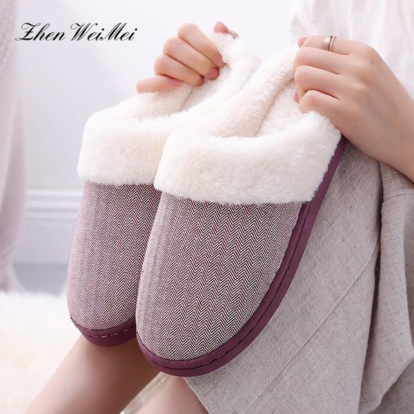

slippers winter indoor floor furry cotton couple slipper soft bottom antiskid comfortable men shoes warm home striped, Black