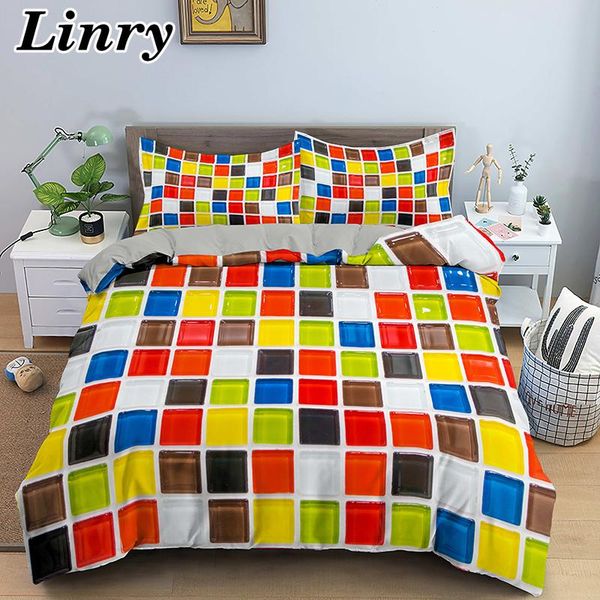 

bedding sets arrival mosaic lattice set colorful  size duvet cover creative comforter bed 2/3pcs home textile
