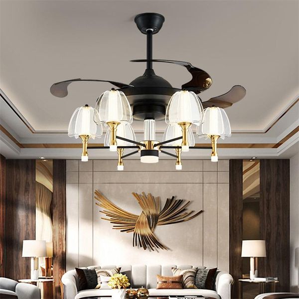 

fan ceiling lamp with remote control invisible blade led fixtures home decorative for living room bedroom restaurant fans