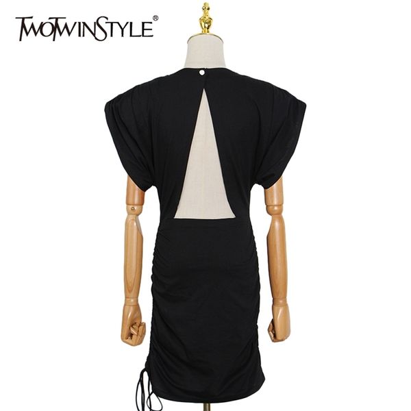 Сексуальные черные полые платья для женщин о шеи без рукавов с высокой талией мини-платья женская летняя мода одежда 210520