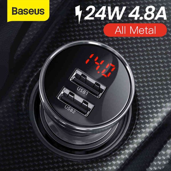 

baseus 24w usb 4.8a fast mobile adapter for i xiaomi with led display car phone charger