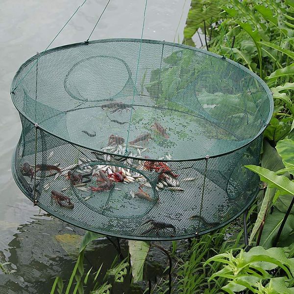 

fishing accessories automatic net trap cage round shape durable open for crab crayfish lobster fdx99