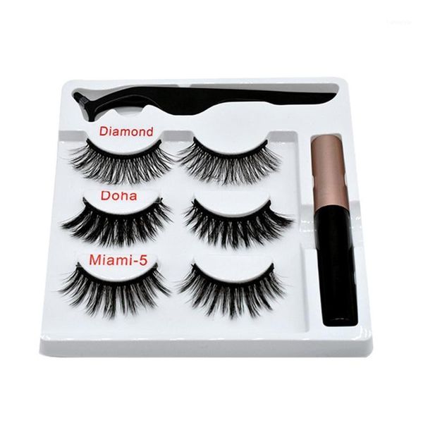 

magnetic false eyelashes eyeliner magnet eyelash set 3 pairs of + tweezers1