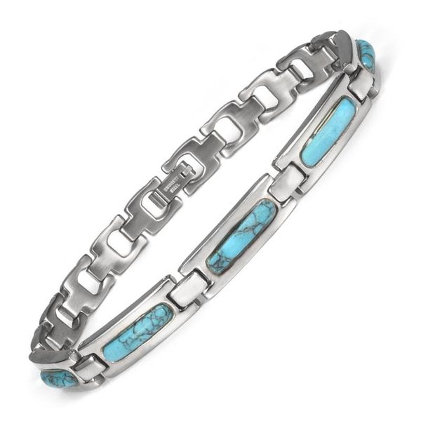 

link, chain wollet jewelry healthy antique style blue turquoise magnetic therapy bracelets for women, Black