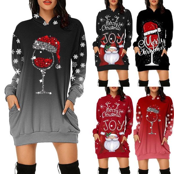 

casual dresses christmas dress women plus size xxxl long sleeve for holiday sequins hooded mini pullover 5xl, Black;gray