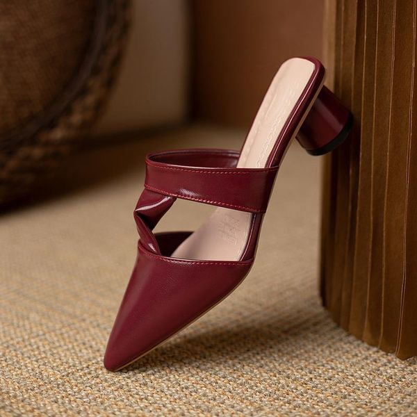 

dress shoes women temperament pumps vogue pointed design heel height 4cm female muller solid color office summer casual, Black