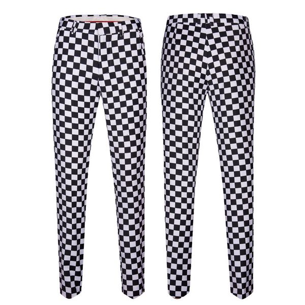 

men's suits & blazers pijtrl men's suit with stamina, two pieces, chess, black, white, lapel, designs, wedding stage, singer, slim, White;black