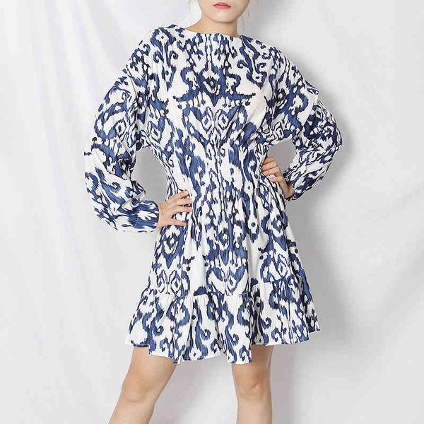 

dresses casual print women o neck lantren long sleeve high waist ruffles hit color es for female fashion spring, Black;gray