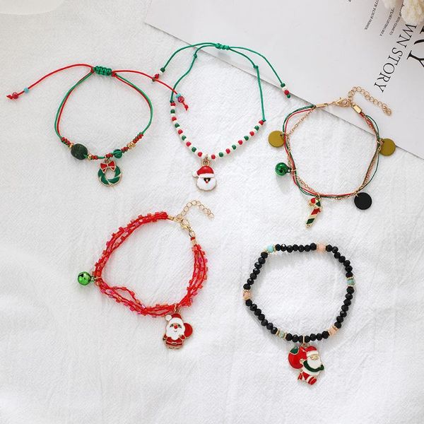 

charm bracelets braided alloy oil drop christmas wreath adjustable bracelet jewelry, Golden;silver