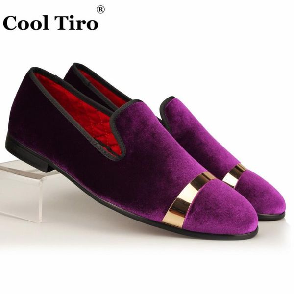 

dress shoes cool tiro men velvet purple velour loafers slippers gold metal sheets wedding and party men's flats luxury design, Black