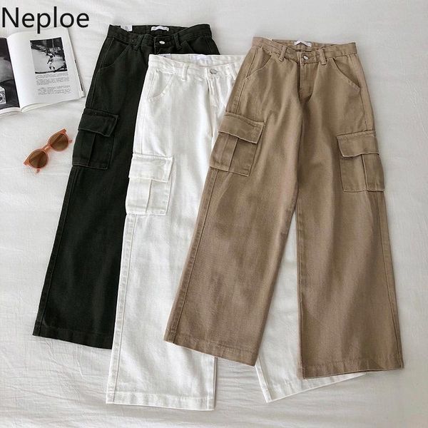 

women's pants & capris neploe kong-style women autumn winter korean pockets zipper trousers bf high waist ankle-length female 80441, Black;white