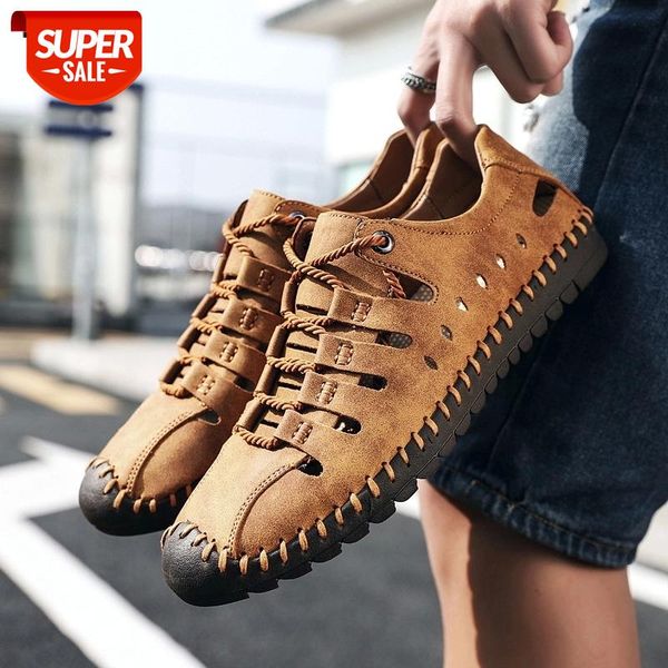 

handmade retro genuine leather men casual shoes designer mens loafers moccasins breathable summer black driving shoes size 38-48 #sl9c