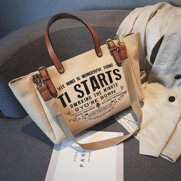 

evening bags large capacity shopping shoulder for women 2021 fashion letter canvas messenger travel hand bag