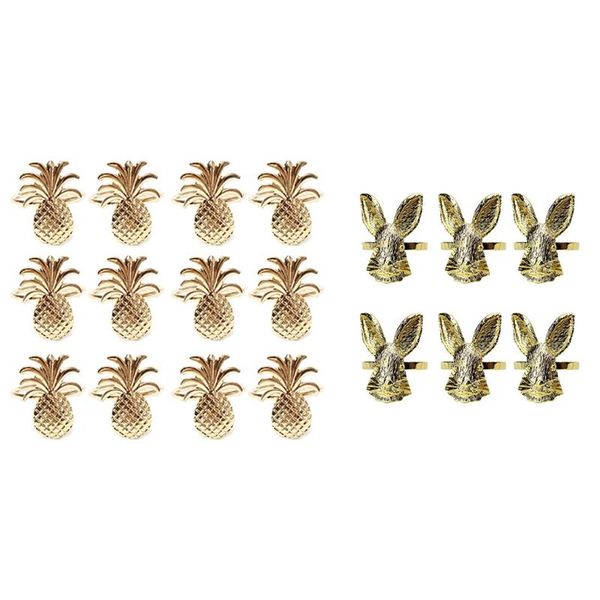 

napkin rings 18 pcs ring stand wedding holiday party table decoration, 12 pineapple & 6 head