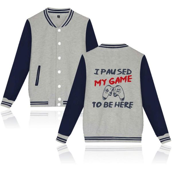 

baseball jacket women men i paused my game to be here funny print long sleeve graphic novelty sarcastic streetwear men's jackets, Black;brown