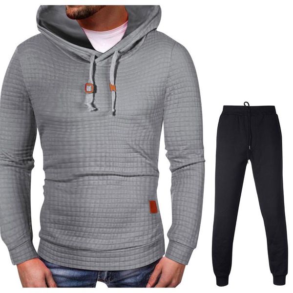 

men's tracksuits hoodies suits men fashion solid hoodie and pants casual jogger suit tracksuit sweatshirt pullover sets sports suit#f35, Gray