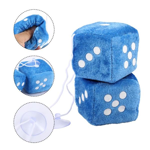 

interior decorations 2pcs retro mirror hanging dice fuzzy plush with car perfume
