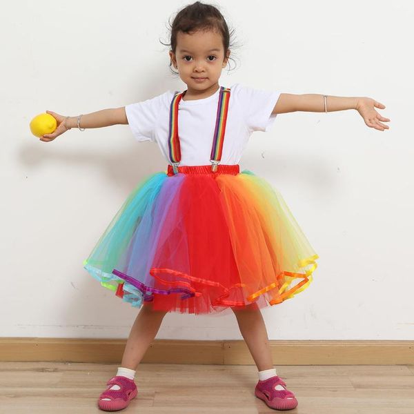 

skirts girls short tutu kids tulle skirt pettiskirt children colorful princess mesh birthday christmas party costume, Black