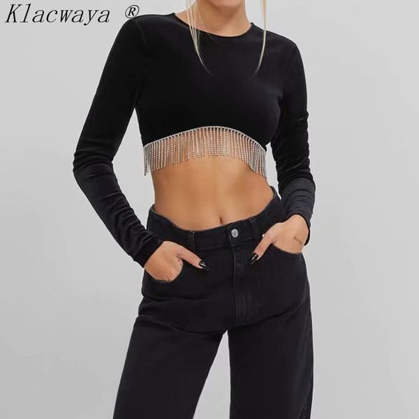 Frau T-Shirts Crop Top Mujer Camisetas T-shirt Sexy Gestellte Feminino Schwarz Korsett Mode Langarm Goth Kleidung Sommer 210521