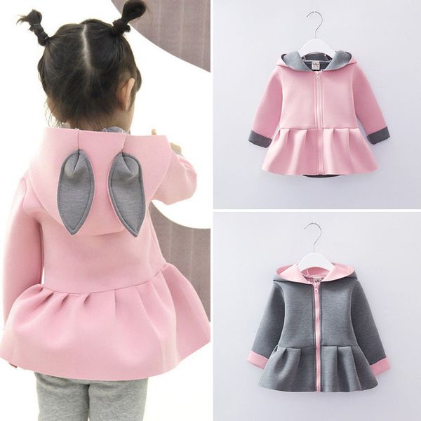 

1 2 3 4 years baby girls autumn winter coats toddler kids spring cute rabbit ear hoodies jackets ruffle girls windbreaker coats, Camo
