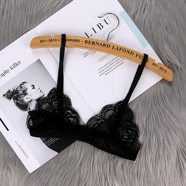 

bras women's thin bra without chest pad fashion lace lingerie cutout back buckle tube underwear summer clothes, Red;black