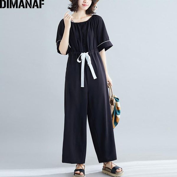 

women's jumpsuits & rompers dimanaf summer plus size women clothing office lady overalls trousers long pants loose oversize solid black, Black;white