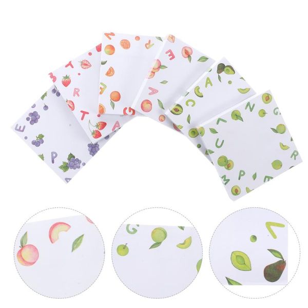 

notepads 6pcs diy memo pads lovely fruit pattern self-adhesive note, Purple;pink